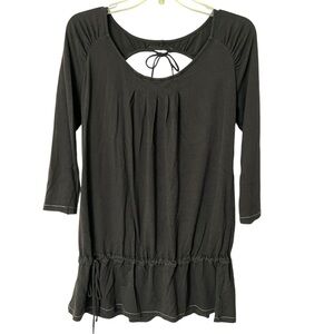 ALO Yoga Bamboo Blend Keyhole Open Back Top Tunic Drop Cinch Waist Size Medium